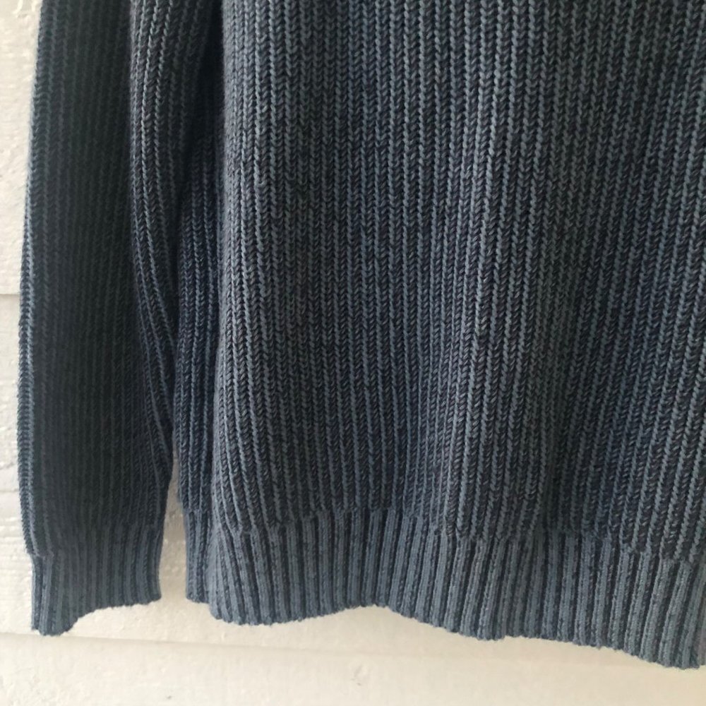 Bass Size L/G Men's Long Sleeve 1/4 Zip Heather Blue Sweater - Picture 3 of 14